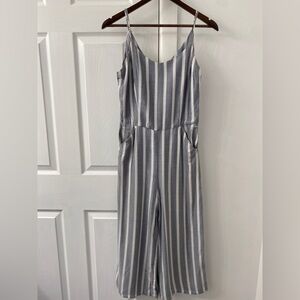 Blue and white striped romper